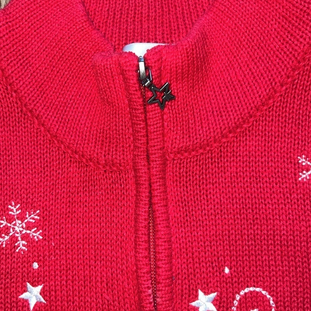 Holiday Christopher & Banks Red Zip Up Snowman / Winter Vest Size Large - Picture 4 of 8